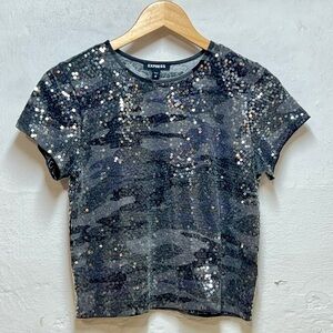Express Camo Sequins Top